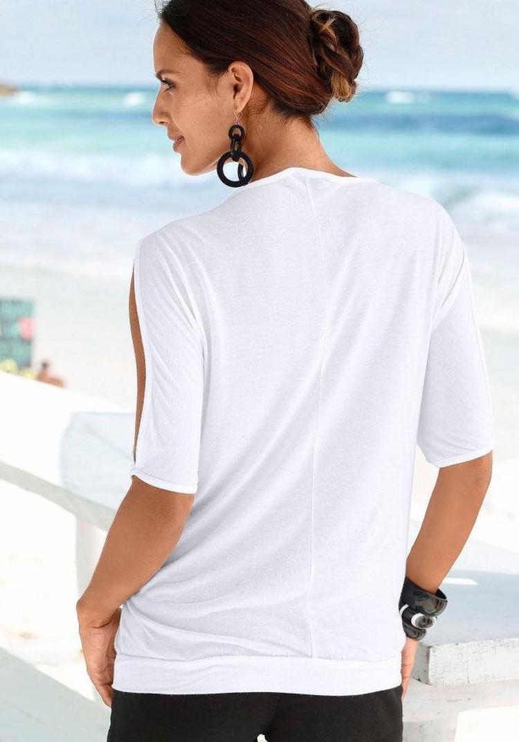 Lascana Lascana Strandshirt T-Shirt Damen - wei&szlig;-bedruckt - 0 | SportScheck
