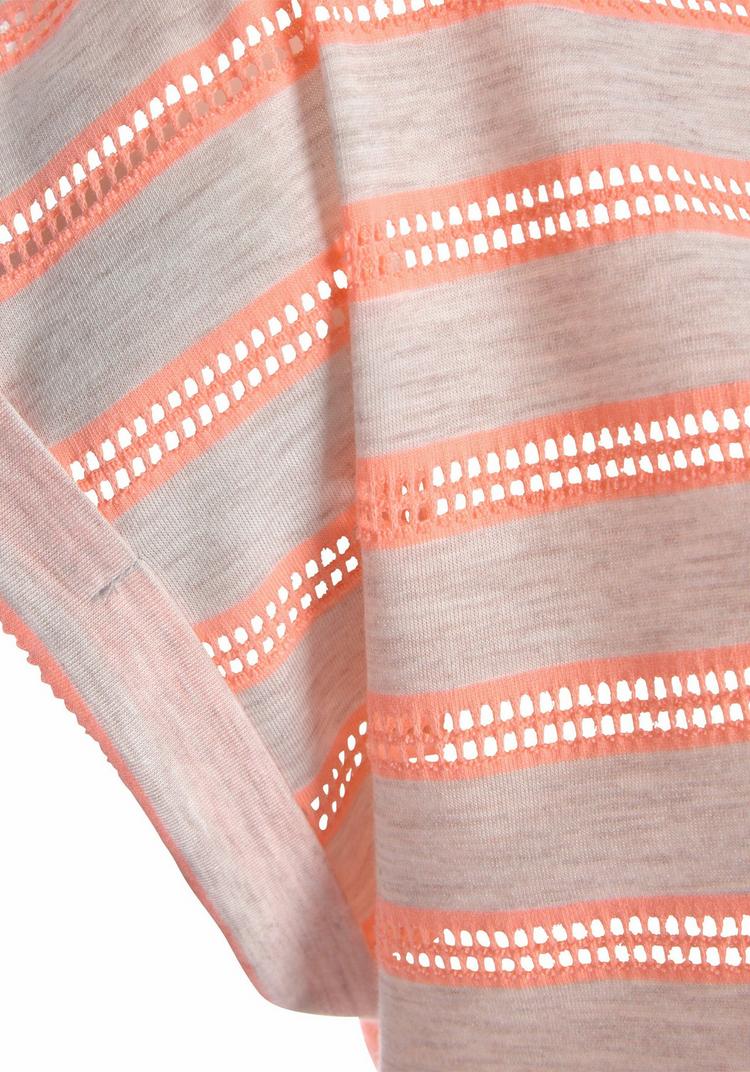 Vivance Vivance Kurzarmshirt T-Shirt Damen - hellgrau-meliert-neonorange-gestreift - 7 | SportScheck