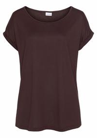 Lascana Kurzarmshirt T-Shirt Damen - aubergine - burgunder