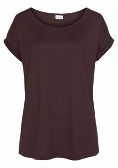 Lascana Kurzarmshirt T-Shirt Damen aubergine/burgunder