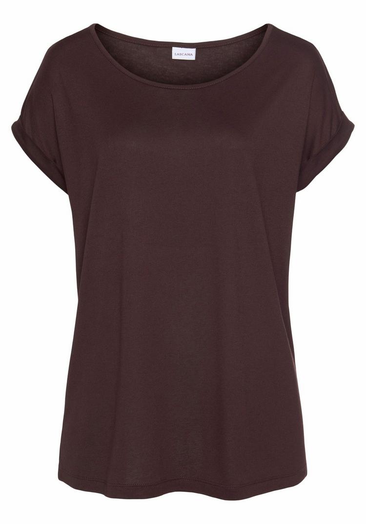 Lascana Lascana Kurzarmshirt T-Shirt Damen - aubergine - burgunder - 0 | SportScheck