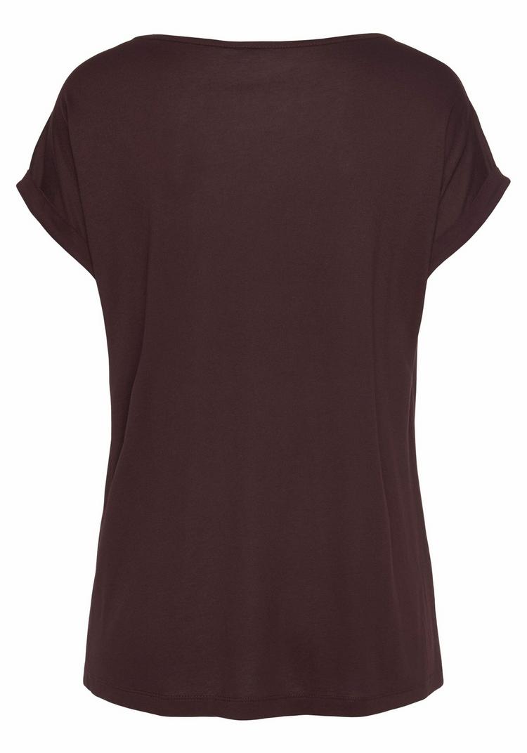 Lascana Lascana Kurzarmshirt T-Shirt Damen - aubergine - burgunder - 0 | SportScheck