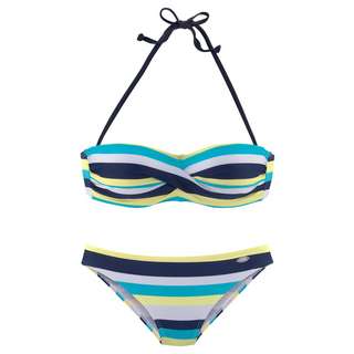 VENICE BEACH Bandeau-Bikini Bikini Set Damen marine-gelb-gestreift