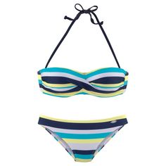 VENICE BEACH Bikini Set Damen marine-gelb-gestreift