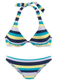 VENICE BEACH Bügel-Bikini Bikini Set Damen marine-gelb-gestreift