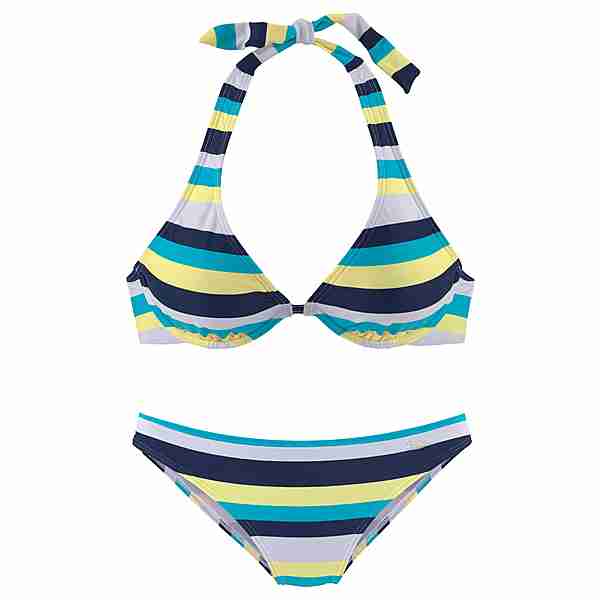 VENICE BEACH Bügel-Bikini Bikini Set Damen marine-gelb-gestreift