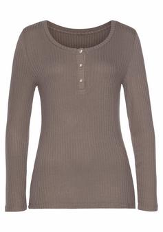 Vivance Langarmshirt Langarmshirt Damen taupe