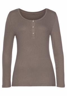 Vivance Langarmshirt Langarmshirt Damen taupe