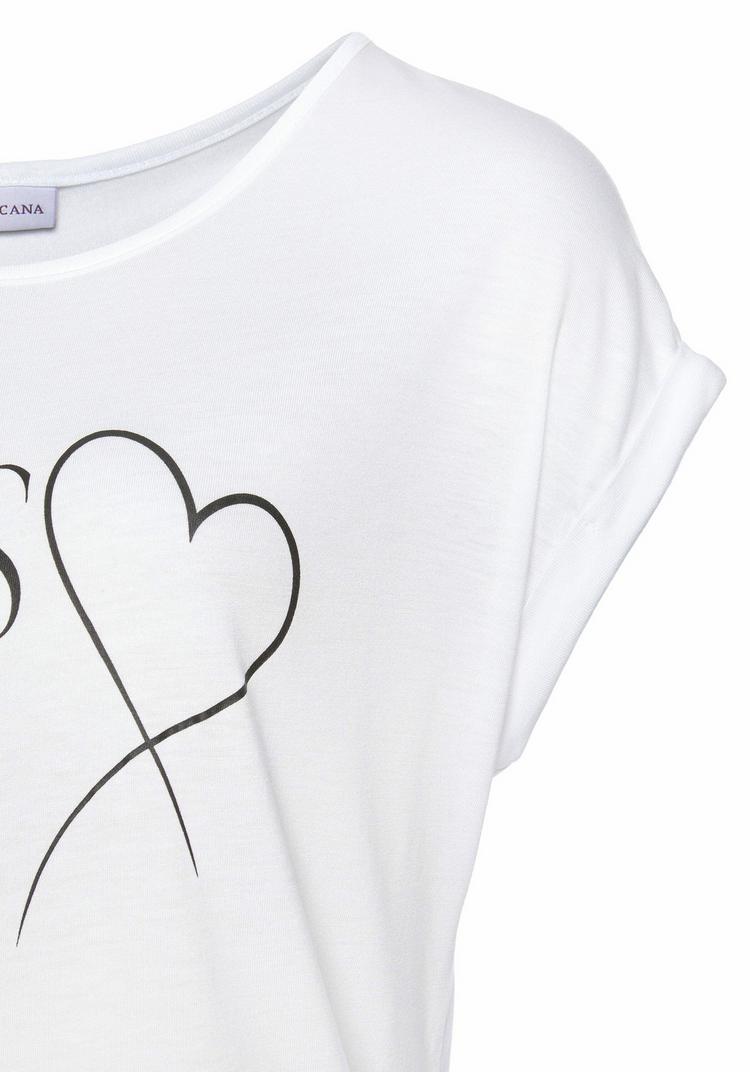 Lascana Lascana Kurzarmshirt T-Shirt Damen - wei&szlig;-bedruckt - 1 | SportScheck