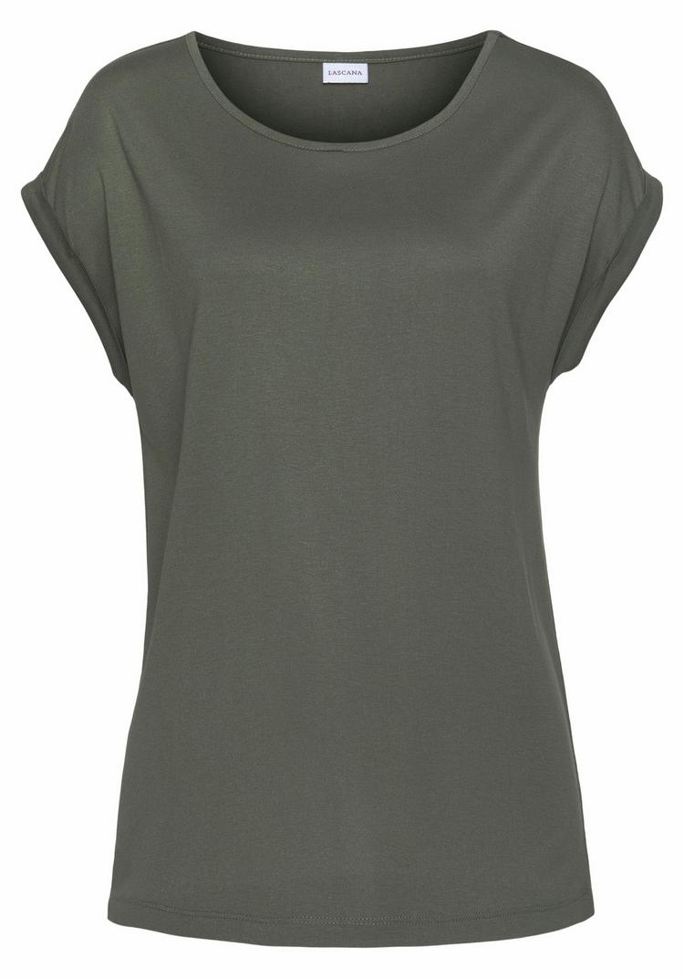 Lascana Lascana Kurzarmshirt T-Shirt Damen - khaki - 0 | SportScheck