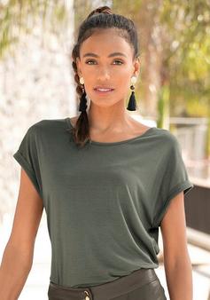 Rückansicht von Lascana Kurzarmshirt T-Shirt Damen khaki