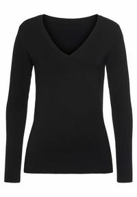 Vivance V-Ausschnitt-Pullover Strickpullover Damen - schwarz