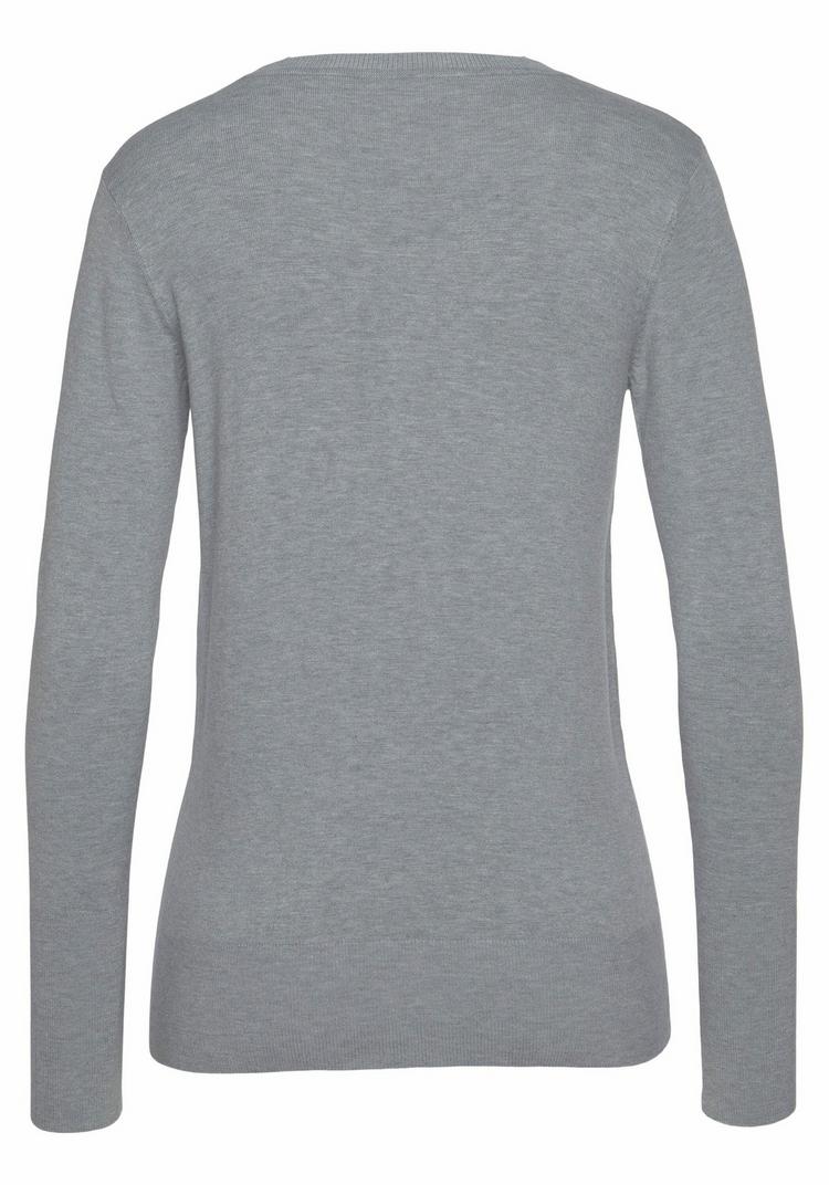 Vivance Vivance V-Ausschnitt-Pullover Strickpullover Damen - grau-meliert - 0 | SportScheck