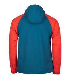 Rückansicht von Westfjord Skogar XT Softshelljacke Herren Petrolblau/Rot