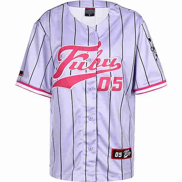 Fubu Varsity Pinstripe Baseball T-Shirt Damen lila