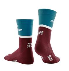 Rückansicht von CEP THE RUN COMPRESSION SOCKS MID CUT Laufsocken Damen petrol/dark red