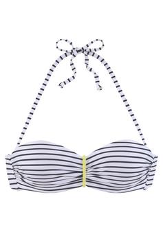 VENICE BEACH B&uuml;gel-Bandeau-Bikini-Top Bikini Oberteil Damen schwarz-wei&szlig;-limette