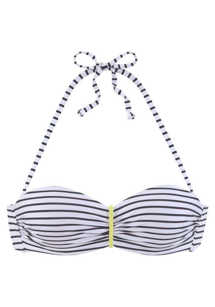 VENICE BEACH VENICE BEACH B&uuml;gel-Bandeau-Bikini-Top Bikini Oberteil Damen - schwarz-wei&szlig;-limette - 0 | SportScheck