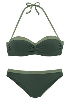 JETTE Bügel-Bandeau-Bikini Bikini Set Damen oliv