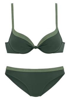 JETTE Push-Up-Bikini Bikini Set Damen oliv