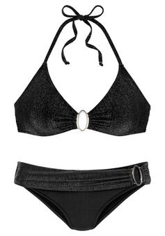 JETTE Triangel-Bikini Bikini Set Damen schwarz