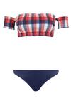 S.OLIVER Bandeau-Bikini Bikini Set Damen - marine-kariert