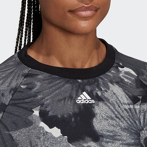 Training adidas Allover Print Sweatshirt in Schwarz und Fitnesskleidung Sweatshirts Damen Bekleidung Sport- 