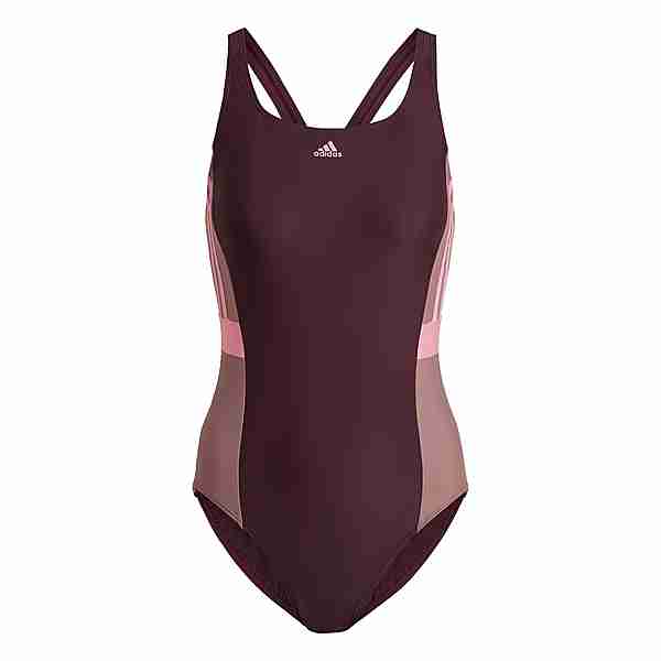 adidas 3-Streifen Colorblock Badeanzug Badeanzug Damen Shadow Maroon / Bliss Pink