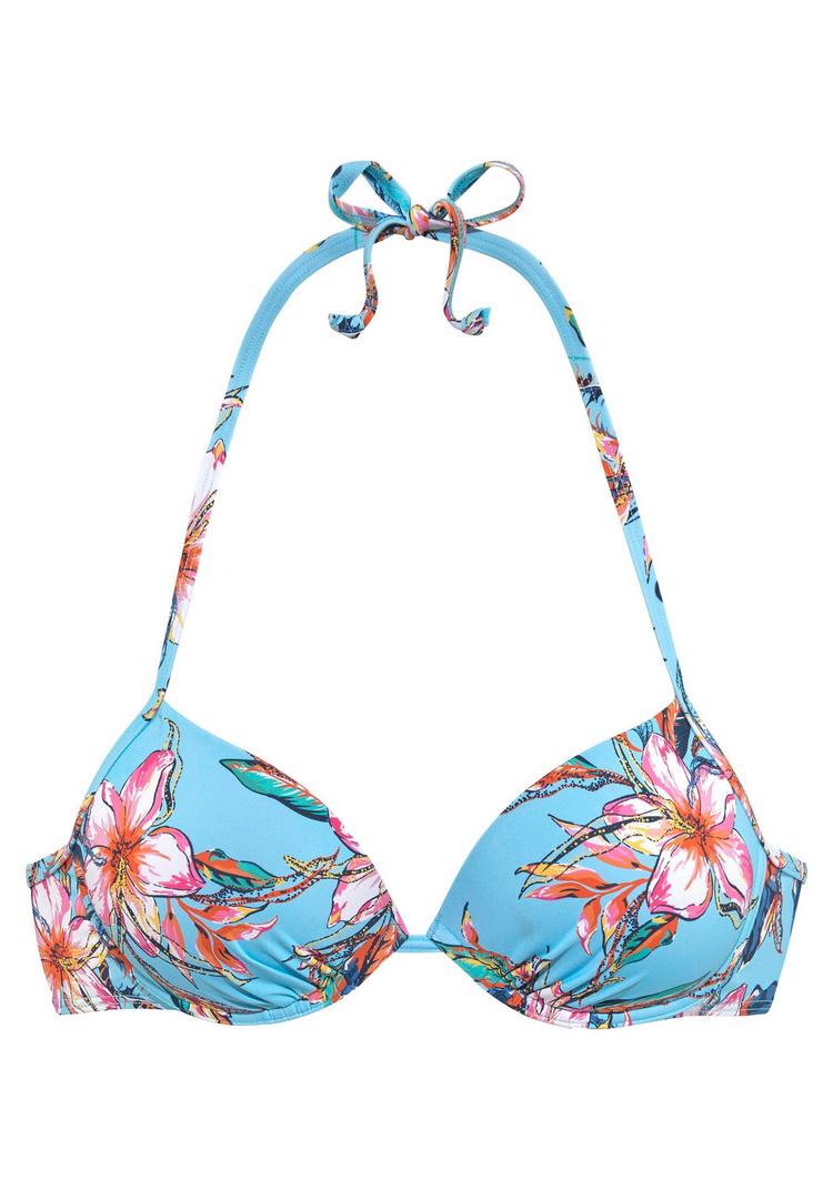 Lascana Lascana Push-Up-Bikini-Top Bikini Oberteil Damen - hellblau-bedruckt - 0 | SportScheck