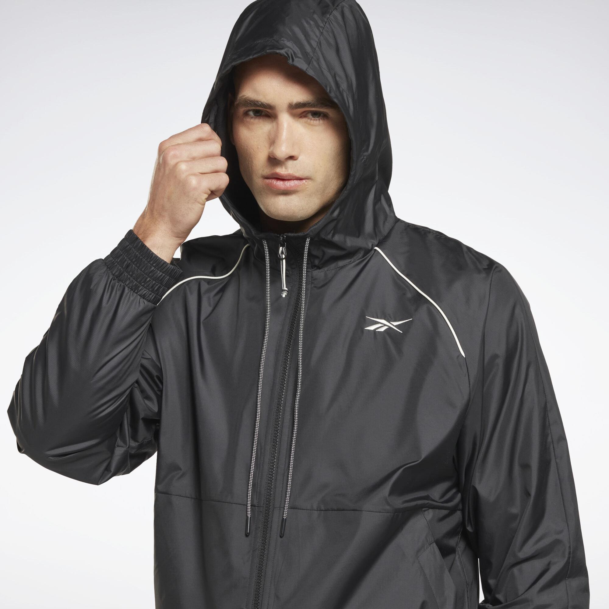 black fleece lined raincoat