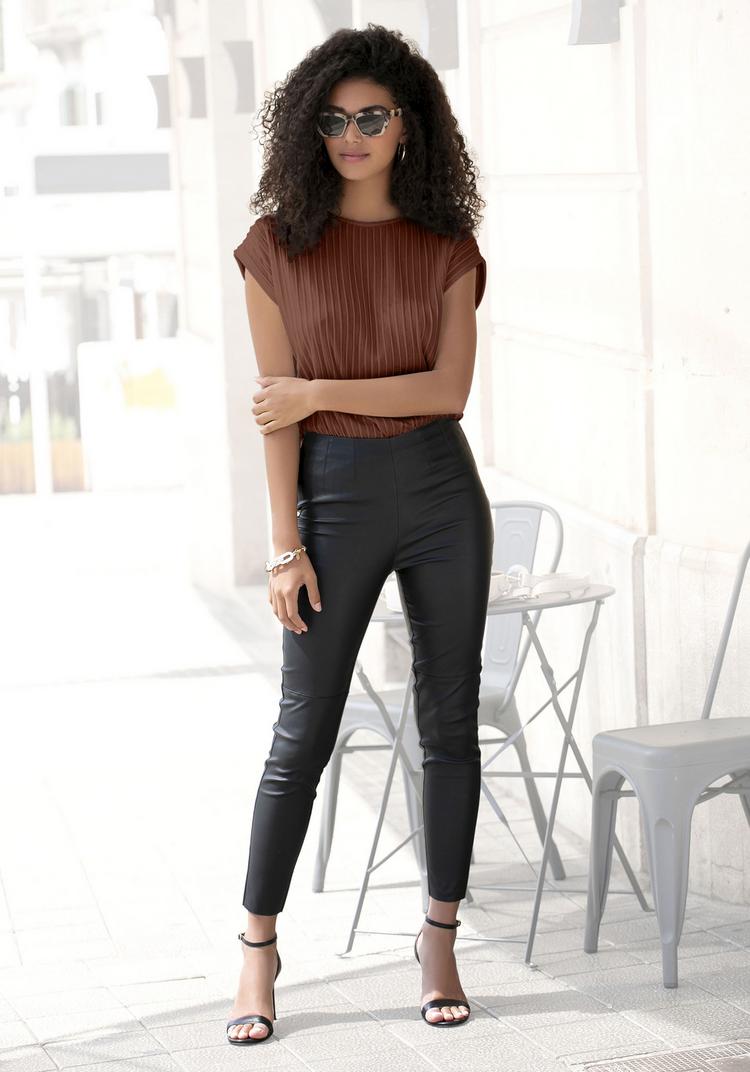 Lascana Lascana Kurzarmshirt T-Shirt Damen - rostbraun - 0 | SportScheck