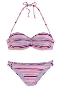 VENICE BEACH B&uuml;gel-Bandeau-Bikini Bikini Set Damen - lachs-bedruckt