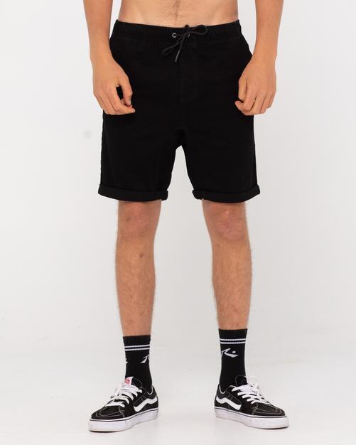 Rückansicht von RUSTY Hooked On 18 Elastic Short Cargoshorts Herren Black