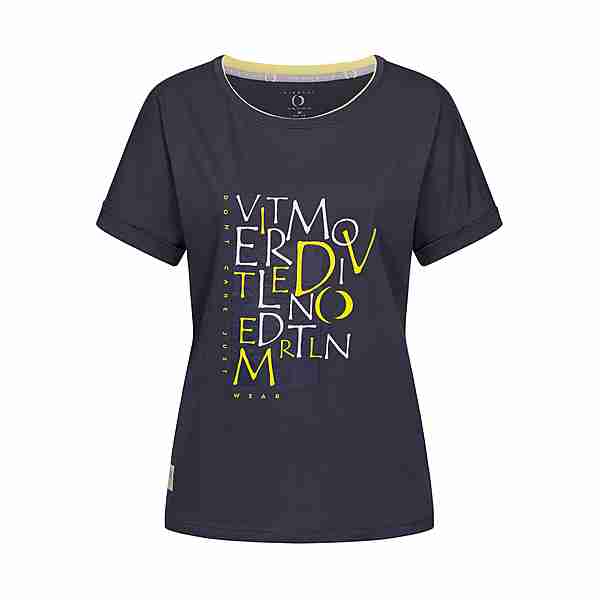 Viertelmond T-SHIRT Gaia Shirt mit Print T-Shirt Damen dunkel blau
