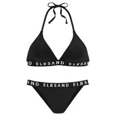 ELBSAND Triangel-Bikini Bikini Set Damen schwarz