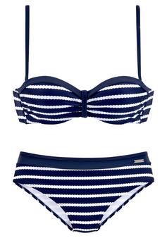 Lascana Bügel-Bandeau-Bikini Bikini Set Damen marine-weiß