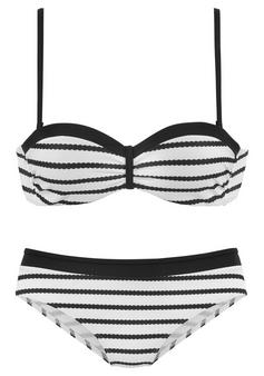Lascana Bügel-Bandeau-Bikini Bikini Set Damen schwarz-weiß