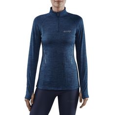 Rückansicht von CEP Winter Run Shirt Long Laufshirt Damen dark blue melange