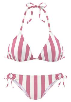 VENICE BEACH Triangel-Bikini Bikini Set Damen rosa-weiß