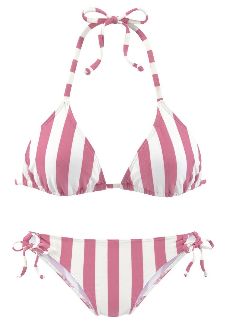 VENICE BEACH VENICE BEACH Triangel-Bikini Bikini Set Damen - rosa-wei&szlig; - 0 | SportScheck