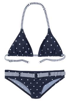 S.OLIVER Triangel-Bikini Bikini Set Damen marine-weiß