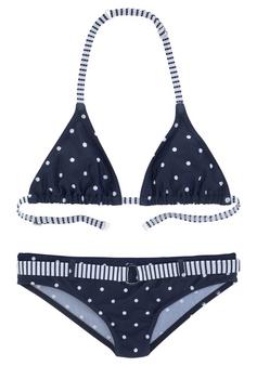 S.OLIVER Triangel-Bikini Bikini Set Damen marine-weiß