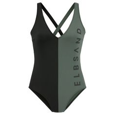 ELBSAND Badeanzug Badeanzug Damen schwarz-oliv