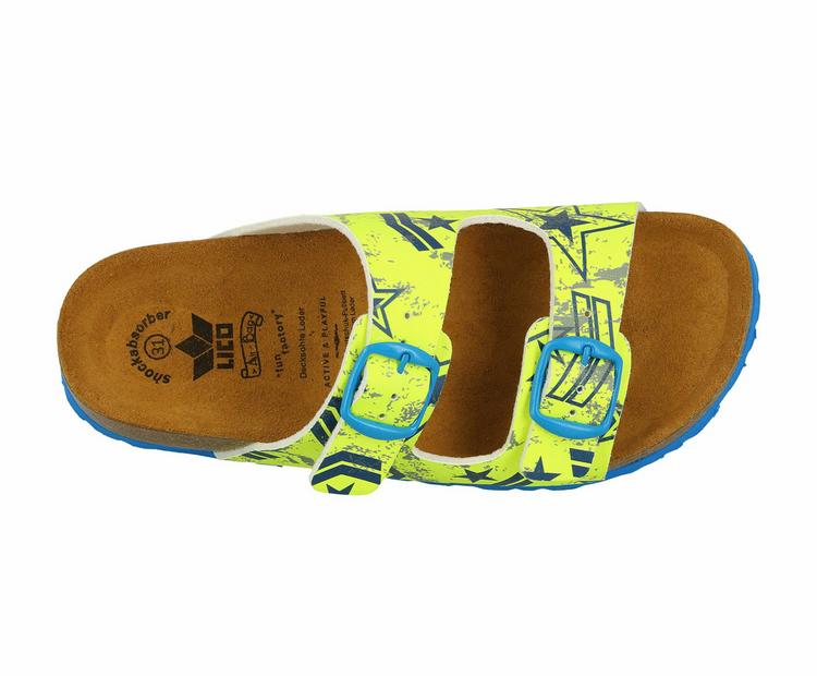 LICO LICO Pantolette Sandalen M&auml;dchen - neongelb/blau - 1 | SportScheck