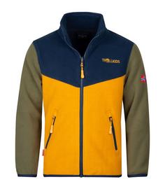 Trollkids Oppdal XT Fleecejacke Kinder Moosgrün/Goldgelb/Blau