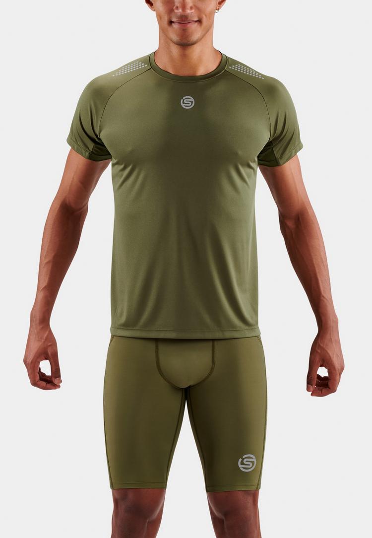 Skins Skins S3 Short Sleeve Top Funktionsshirt Herren - khaki - 0 | SportScheck