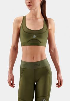 Rückansicht von Skins S3 Elite Sport-BH Damen khaki