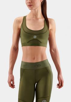 Rückansicht von Skins S3 Elite Bra Sport-BH Damen khaki