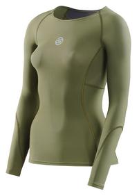 Skins S3 Longsleeve Funktionsshirt Damen - khaki