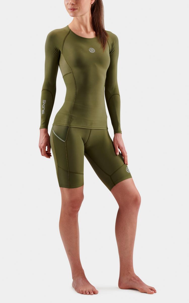 Skins Skins S3 Longsleeve Funktionsshirt Damen - khaki - 1 | SportScheck